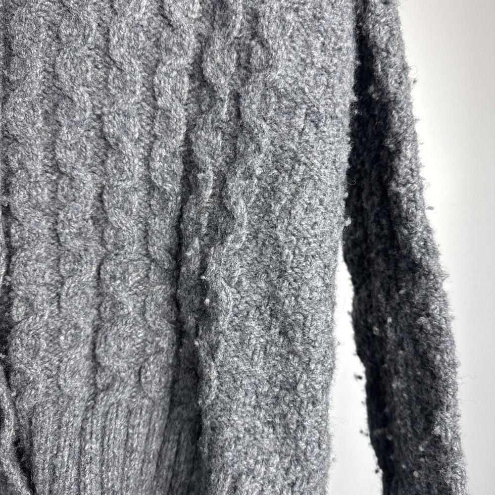 Eddie Bauer Women's Small Cardigan Sweater Lambswool Gray Button Collar Cottage - Picture 3 of 5